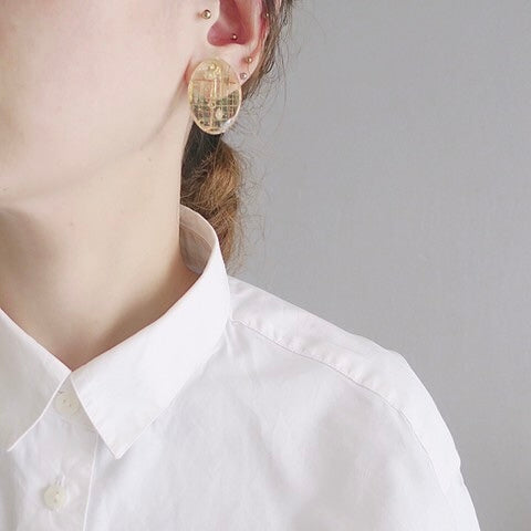 Oval x Check Earrings by icopry