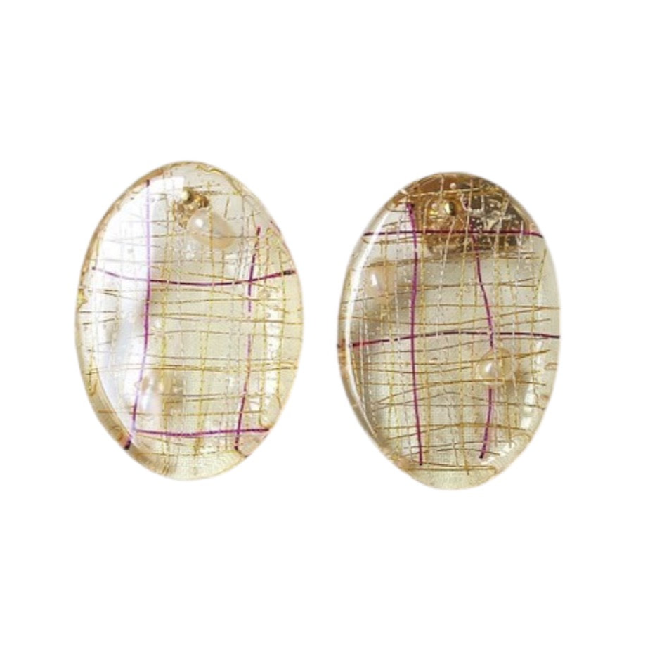 Oval x Check Earrings by icopry