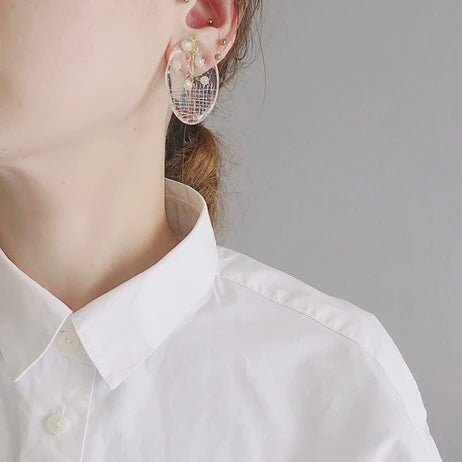 Oval x Check Earrings by icopry