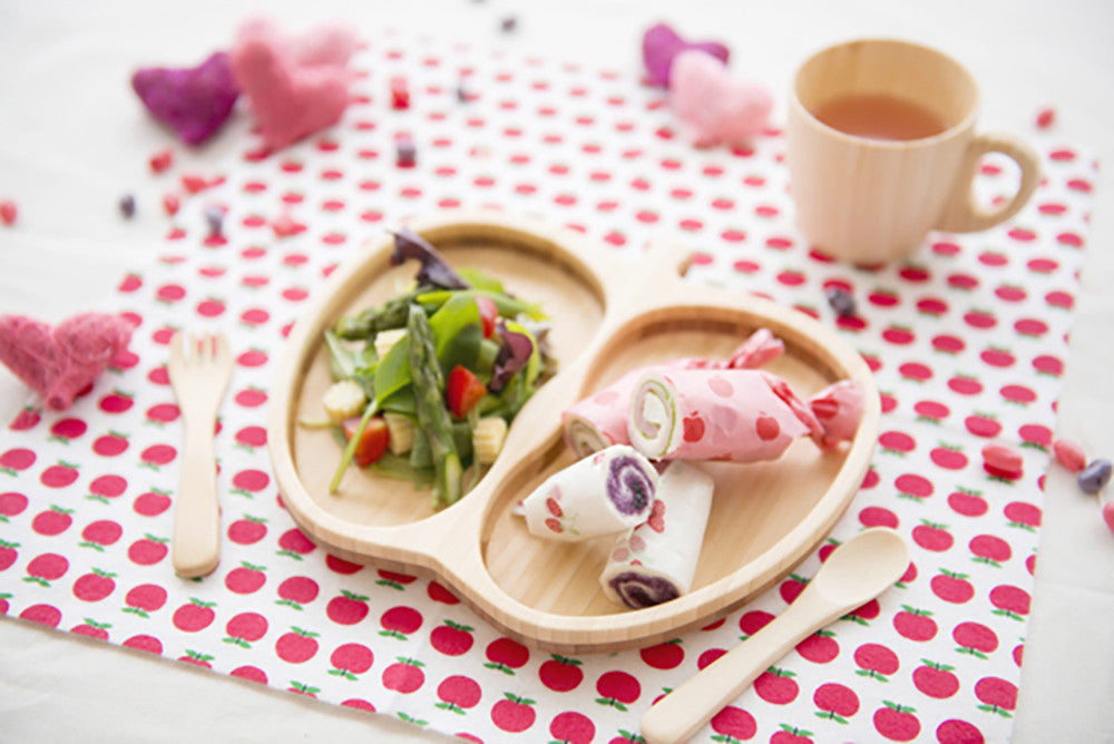 “Apple” Natural Bamboo Plate & Cutlery Set