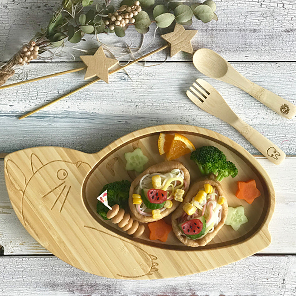 “Studio Ghibli” Natural Bamboo Plate & Cutlery Set